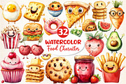 Watercolor Food Character Clipart, an Illustration by Dream Creation (Thumbnail 1 of 6)