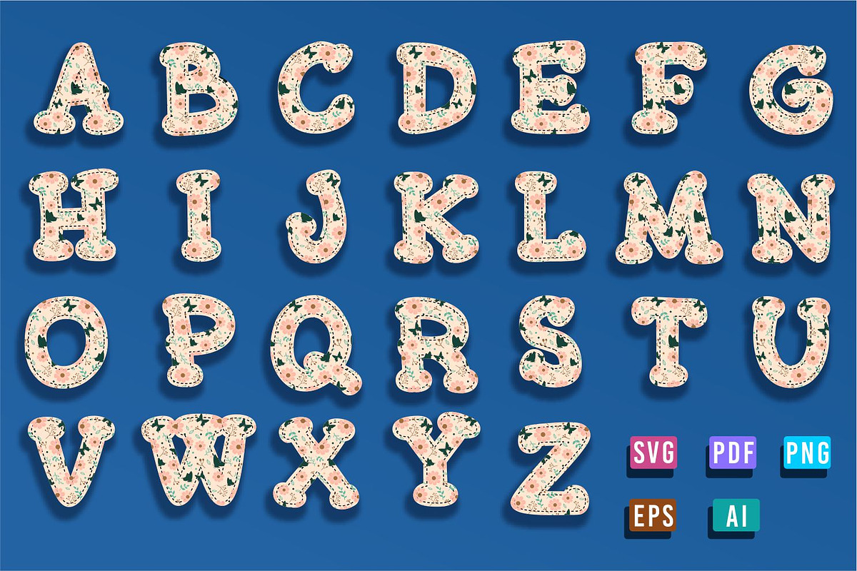 Floral Alphabet, Floral Font SVG, an Object Graphic by D2PUTRI (Photo 11 of 31)