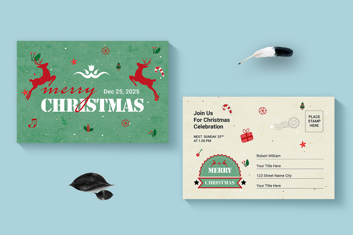 Merry Christmas Postcard Template, a Card Template by MightyDesign (Photo 1 of 8)