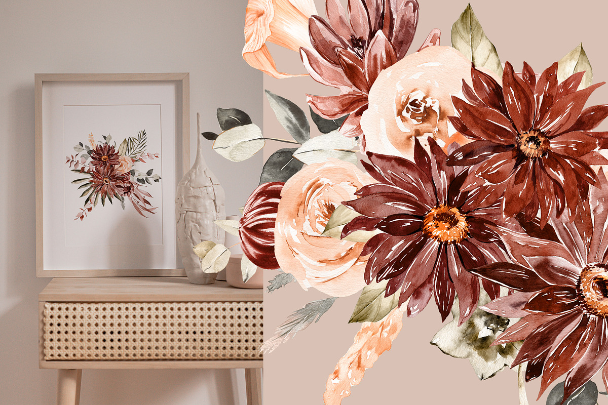 Burgundy Dahlia Fall Collection, an Illustration by Olga Koelsch (Photo 3 of 16)
