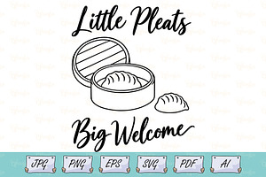 Dumpling Steamer Welcome Line Art