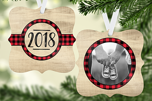 Wood & Plaid Ornament Template