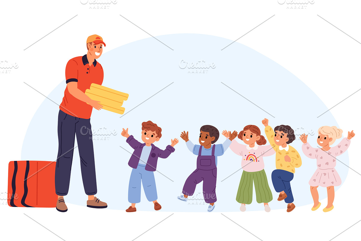 Joyful happy kids running to, a Person Illustration by Vectorbuum