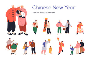 People celebrating Chinese New Year, a Person Illustration by Good Studio