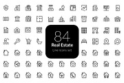 Real Estate line icons set, an Outline Icon by AIWD (Thumbnail 1 of 2)