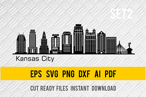 Kansas City Skyline Cut SVG