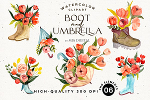 Flower Planter, Rain Boot, Umbrella