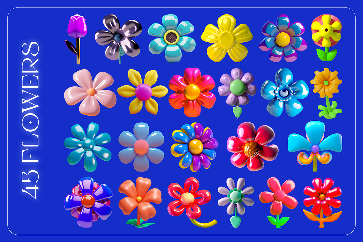 Flower Fantasy: 3D Illustrations, an Object Graphic by marmarina (Photo 2 of 7)
