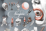 Vampire Watercolor Clipart Set, an Object Graphic by ArtCreationsDesign (Thumbnail 3 of 11)