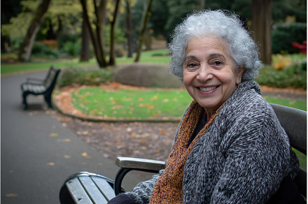 Senior Hispanic woman enjoys a, a Nature Photo by Lermont51