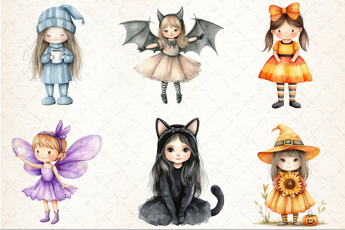 Little Halloween Girl clipart, an Illustration by Rose Art (Photo 3 of 7)