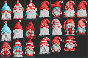 Christmas Watercolor Gnomes Cliparts