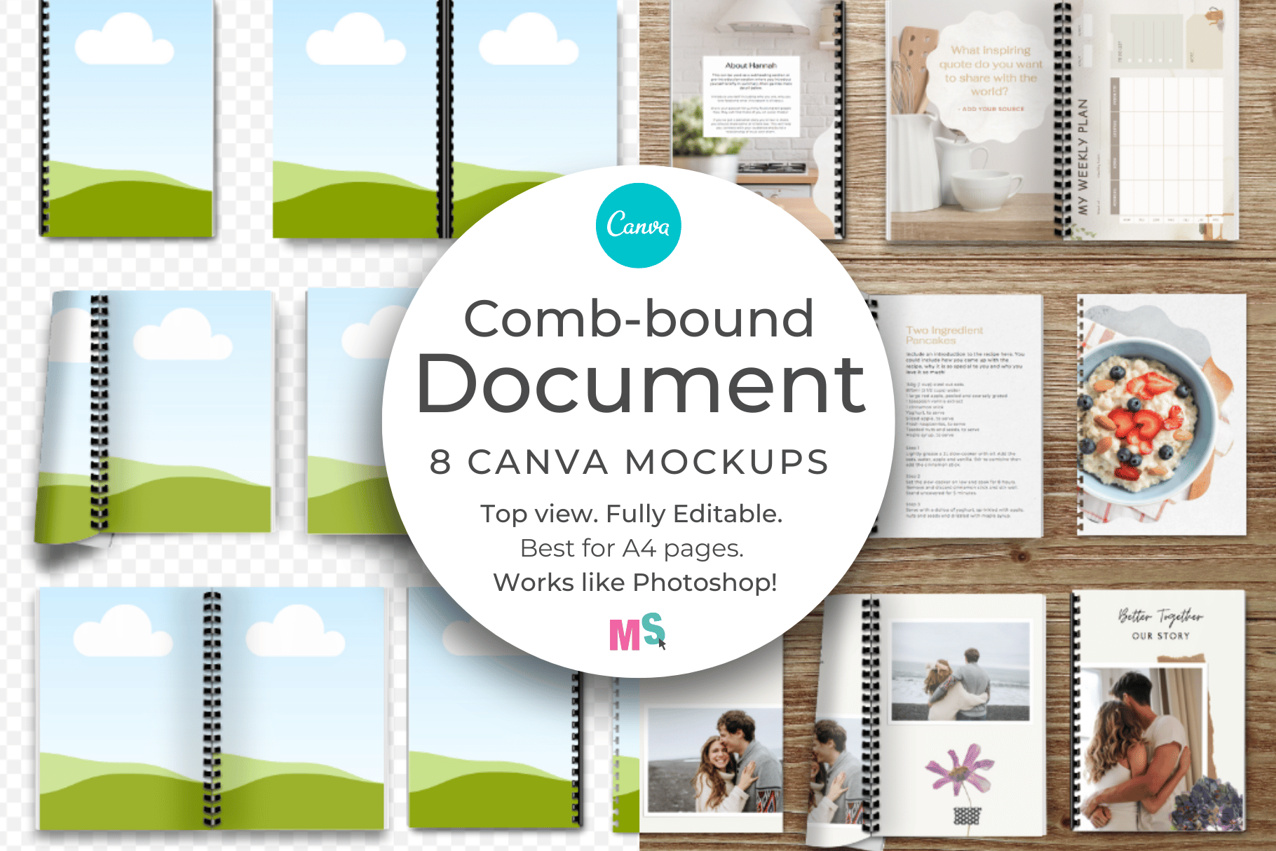 Comb Bound Document Mockup for Canva
