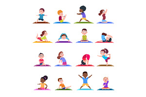 Children in yoga poses. Cartoon, a Background Graphic by Valerie Bodnar