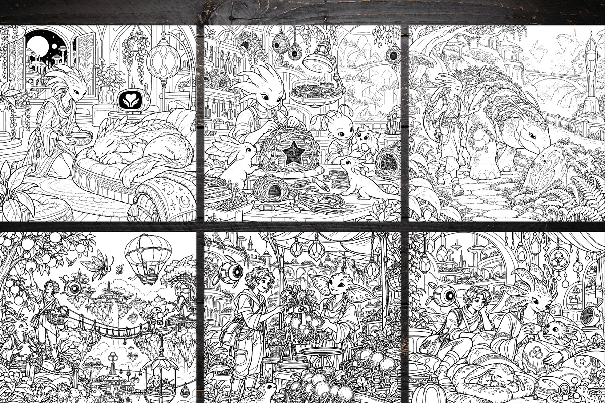 Cozy Sci-Fi Adult Coloring Pages, a Brochure Template by LA Design (Photo 4 of 10)