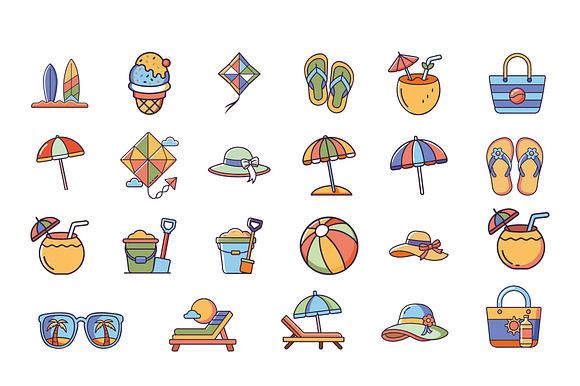 Summer Beach Icon Set preview 2