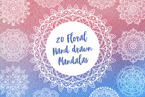 20 Floral Hand Drawn Mandalas