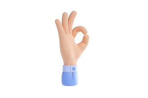 3d Hand Gesture Of Ok Sign, Symbol