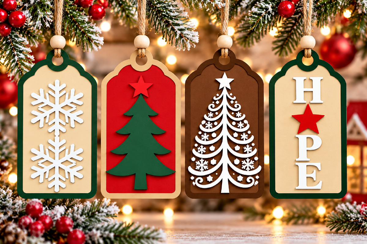 3D Christmas Tag Laser Cut SVG, an Object Illustration by Canvas Craft