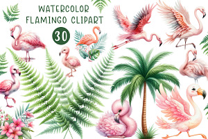 Watercolor flamingo clipart, an Illustration by CreationArt