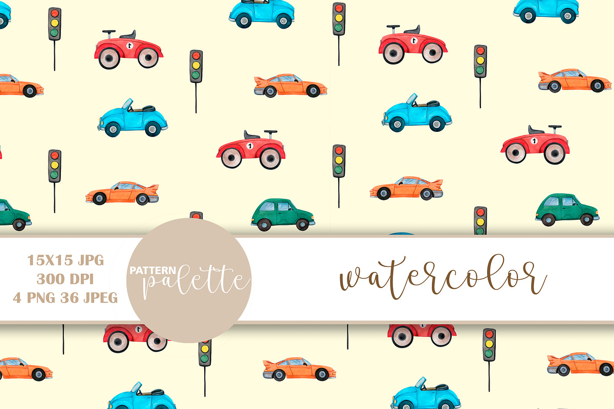 Watercolor blue cars patterns, a Pattern Graphic by PatternPalette (Photo 10 of 11)