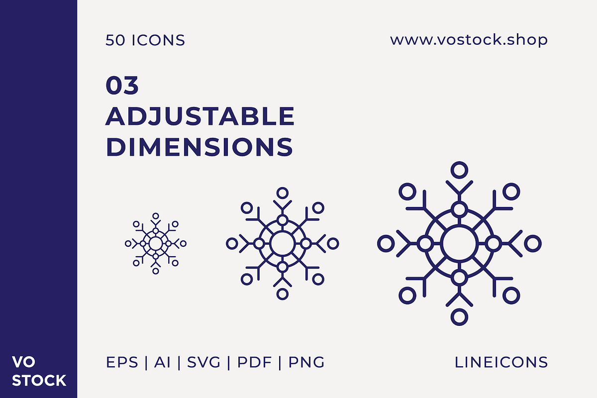 50 Snowflakes Icons, an Outline Icon by vo.stock (Photo 5 of 6)