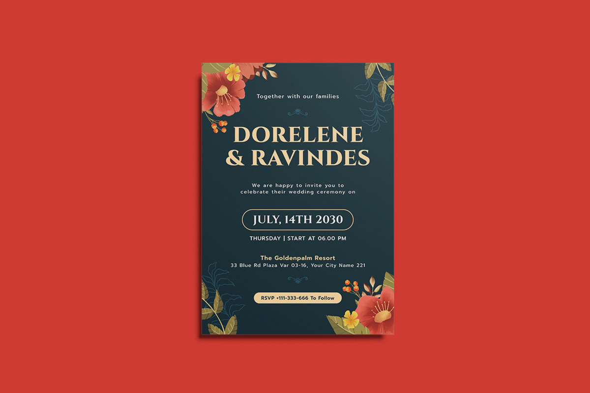 Iris Wedding Invitation Template, an Invitation Template by iDoodle Studio (Photo 2 of 4)