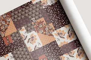 Ethnic Flowers Patchwork Pattern