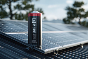 Giant Battery on Solar Panel Roof Su, a Photo by Pixeness Studio