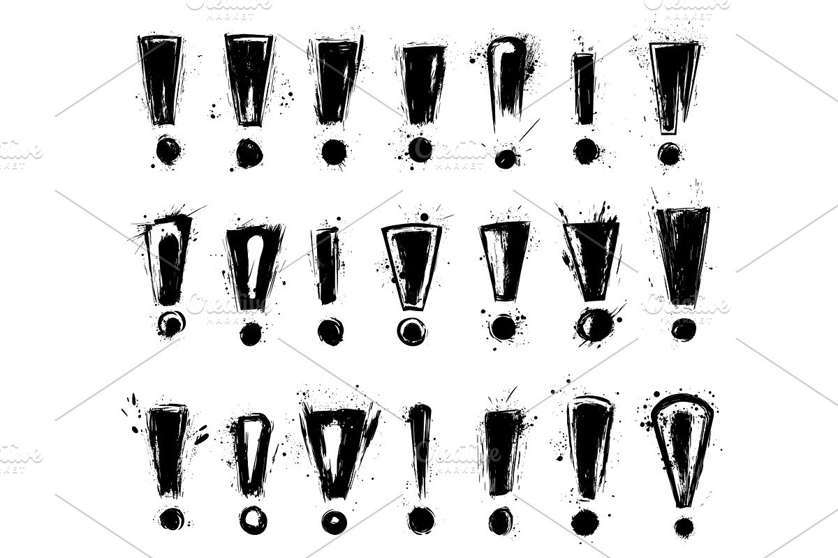 Grunge style exclamation signs, an Illustration by Valerie Bodnar