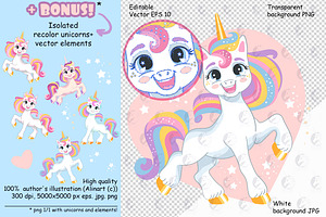 Cute Unicorn 4 Illustration 10 In 1