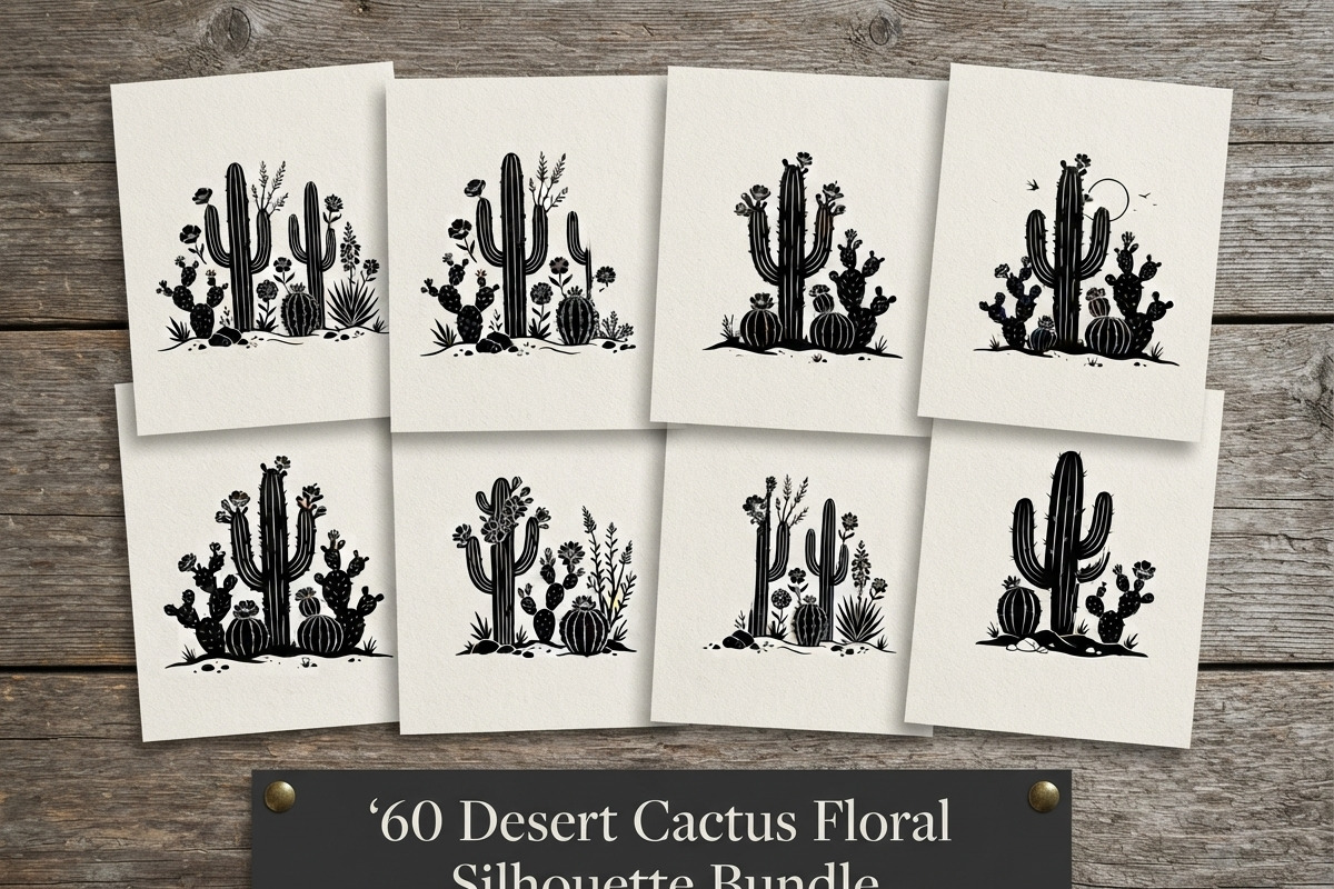 60 Desert Cactus Floral Silhouette, a Seasonal Illustration by Amazin_art (Photo 1 of 24)