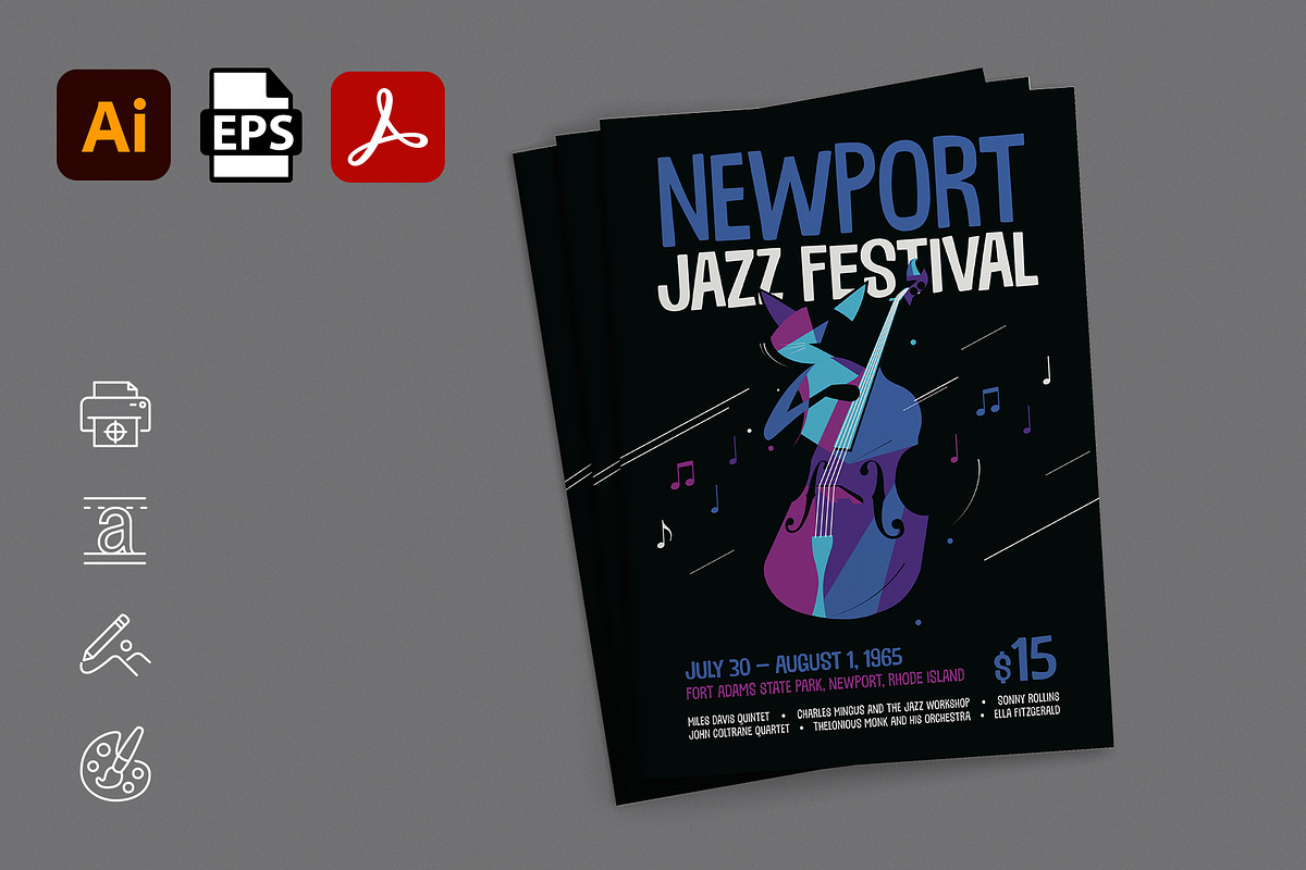 Jazz Leaflet Template - A5 Retro Flyer preview 4