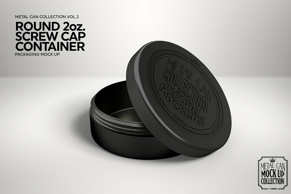 Round 2oz Screw Cap Container Mockup, a Product Mockup by INCDesign (Photo 4 of 6)