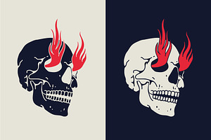 Skull With Fire Illustration