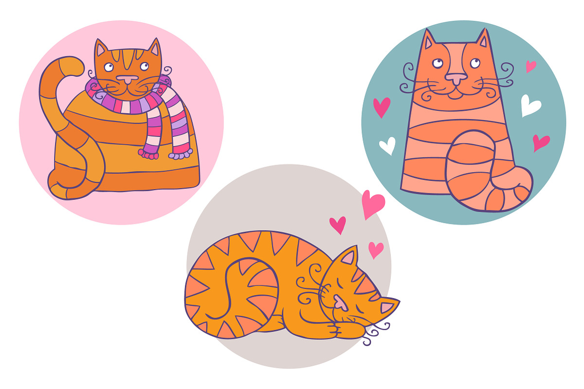 Happy Cats lovely vector set, an Animal Illustration by natsa (Photo 4 of 4)