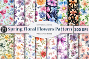 Spring Summer Floral Flowers Pattern, an Illustration by SinaCreation (Thumbnail 1 of 5)