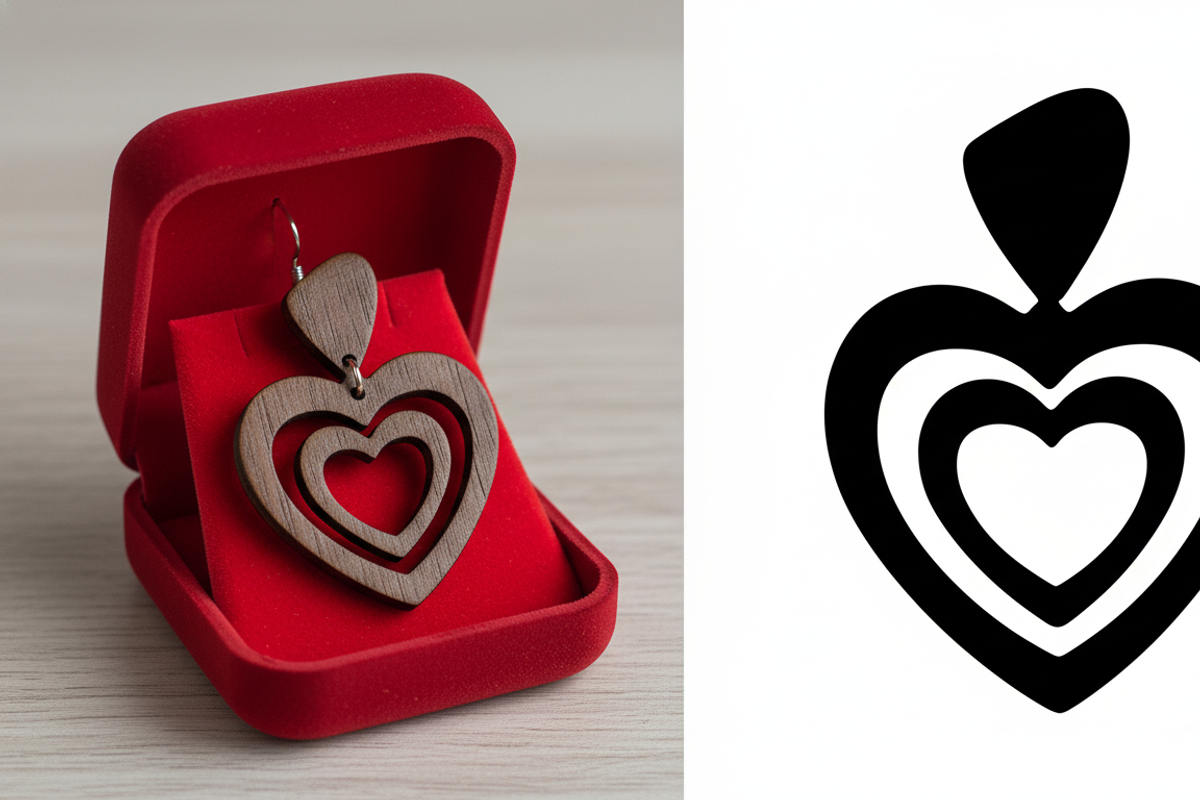 Heart Shape Earring Laser Cut File, an Object Graphic by Amazin_art (Photo 3 of 6)