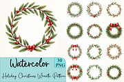 Holiday Christmas Wreath Pattern Cli, an Illustration by CrexoraLab (Thumbnail 1 of 5)