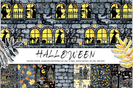 Castle Halloween digital paper
