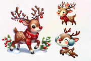 Cute Reindeer Christmas Clipart, an Illustration by Dream Creation (Thumbnail 6 of 6)