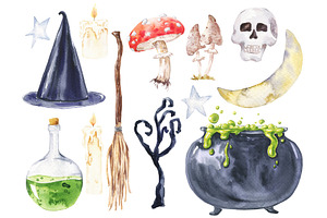 Spooky Halloween. Watercolour Set.