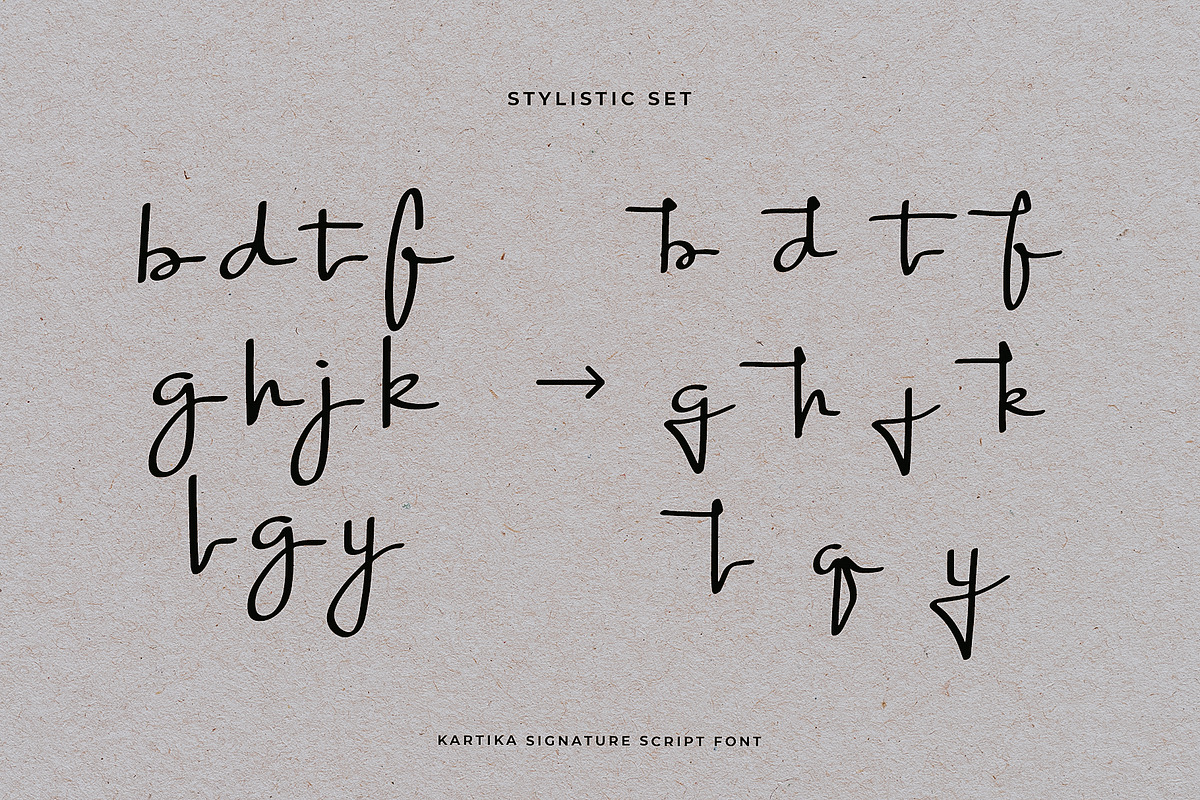 Kartika a Signature Script Font, a Script Font by Dawnside Graphic (Photo 10 of 16)