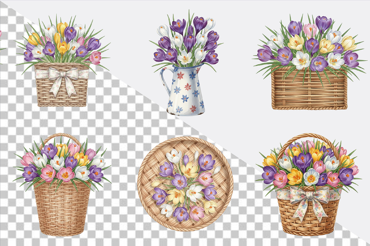 Watercolor Crocuses Clipart Bundle., an Illustration by SVGArt (Photo 2 of 9)