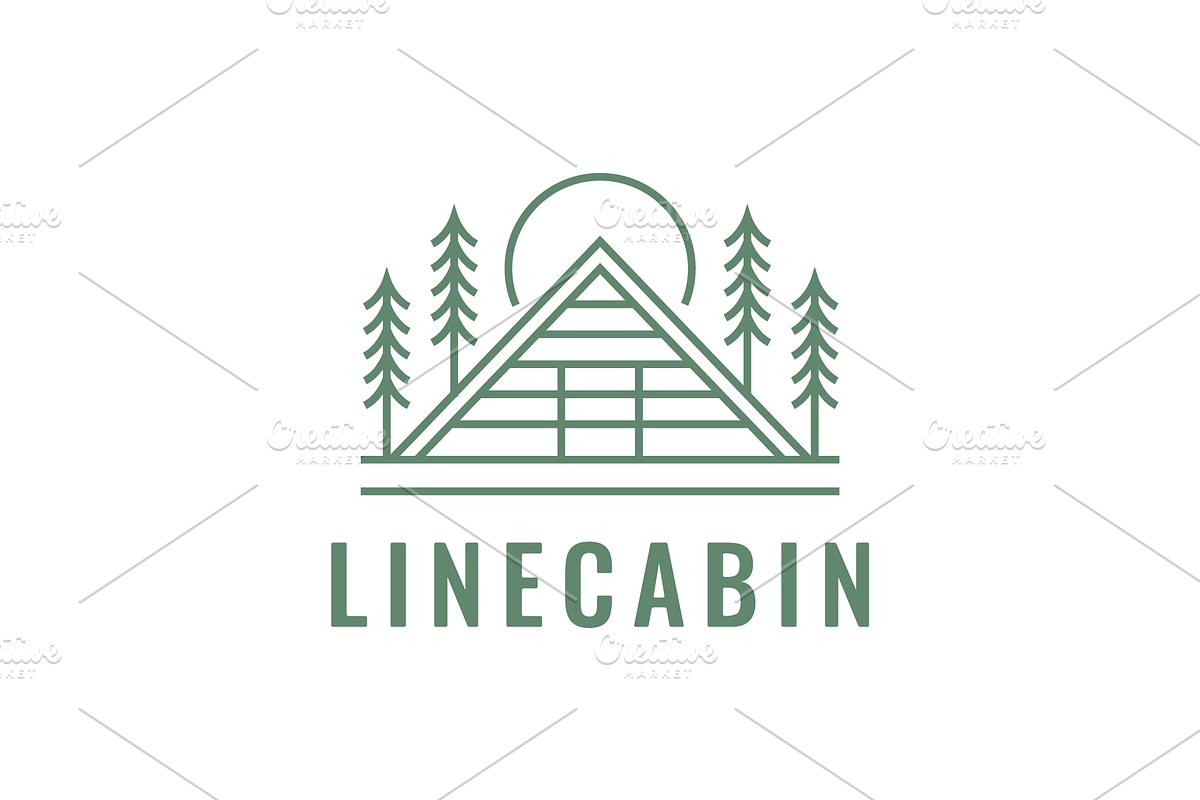 wood house line minimal logo design, a Branding & Logo Template by devastd