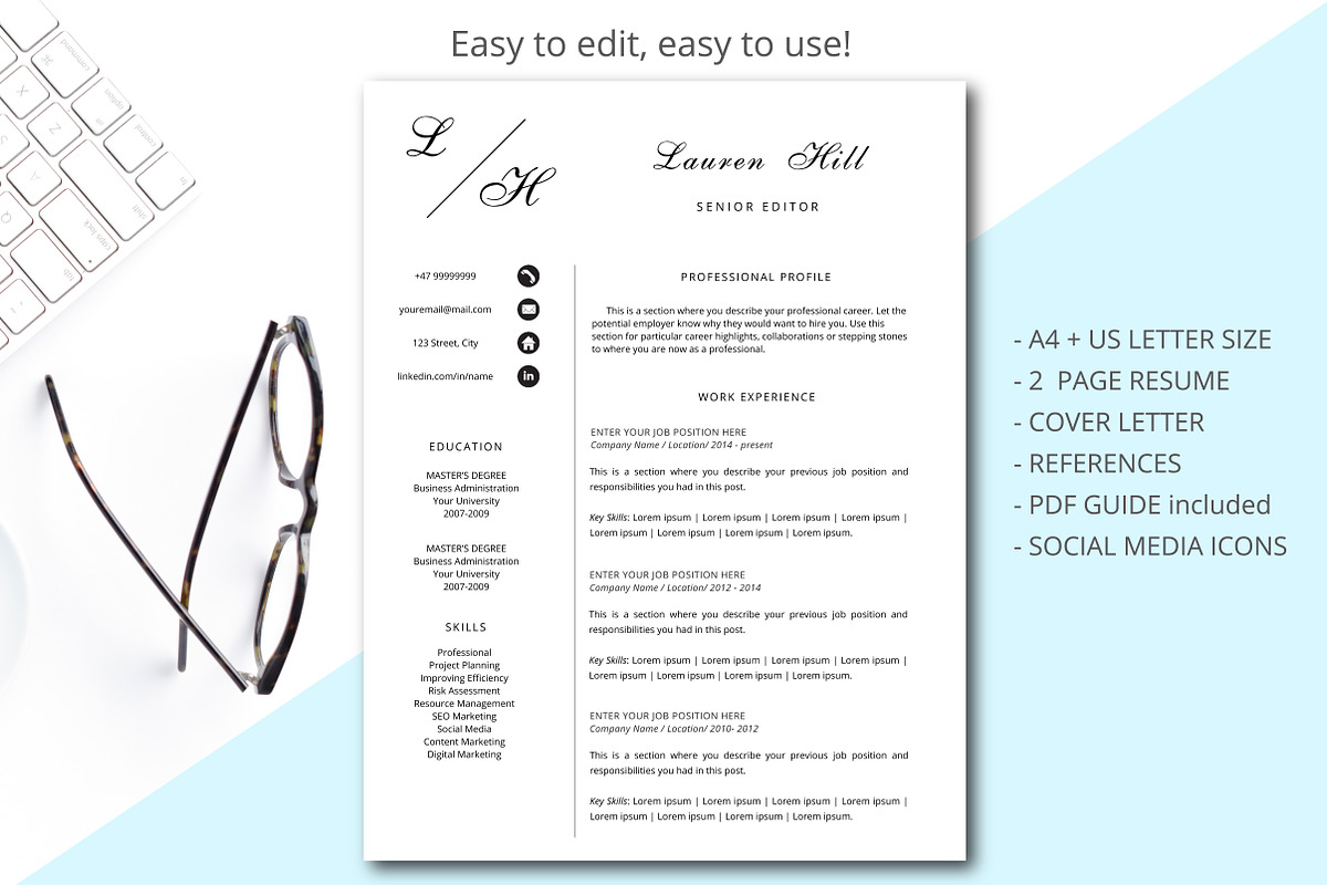 Minimalist resume template, a Resume Template by Annakristal (Photo 1 of 6)