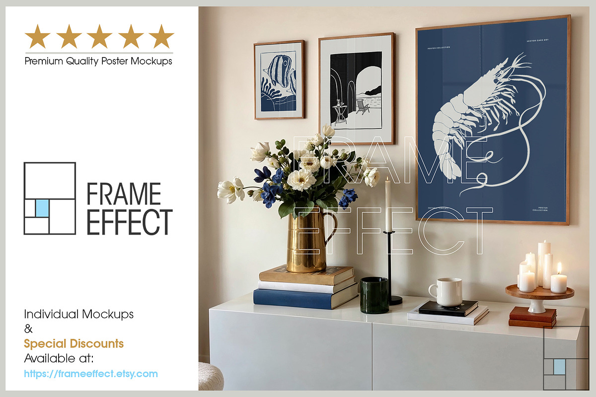 6 Floral Poster Mockups Bundle, a Household Mockup by Frame Effect (Photo 7 of 8)