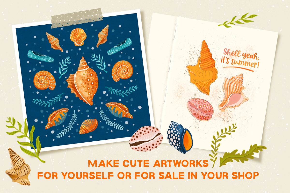 Seashells + Driftwood Procreate Set, a Brush Add-On by PrettyLittlePigs (Photo 2 of 10)