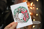 Merry Christmas Wreaths Clipart Set, a Seasonal Illustration by Leonaa art (Thumbnail 2 of 21)