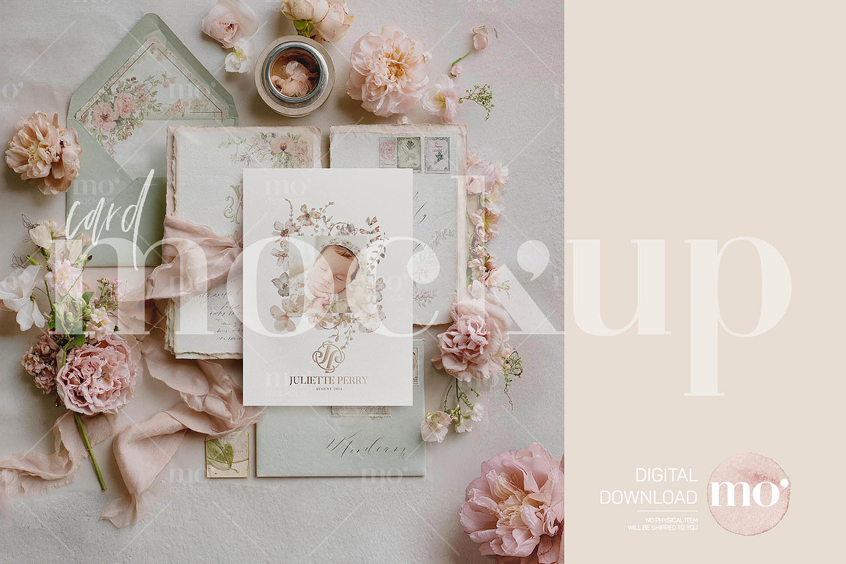 Vintage Elegant Greeting Card Mockup, a Product Mockup by MoMockups (Photo 5 of 5)